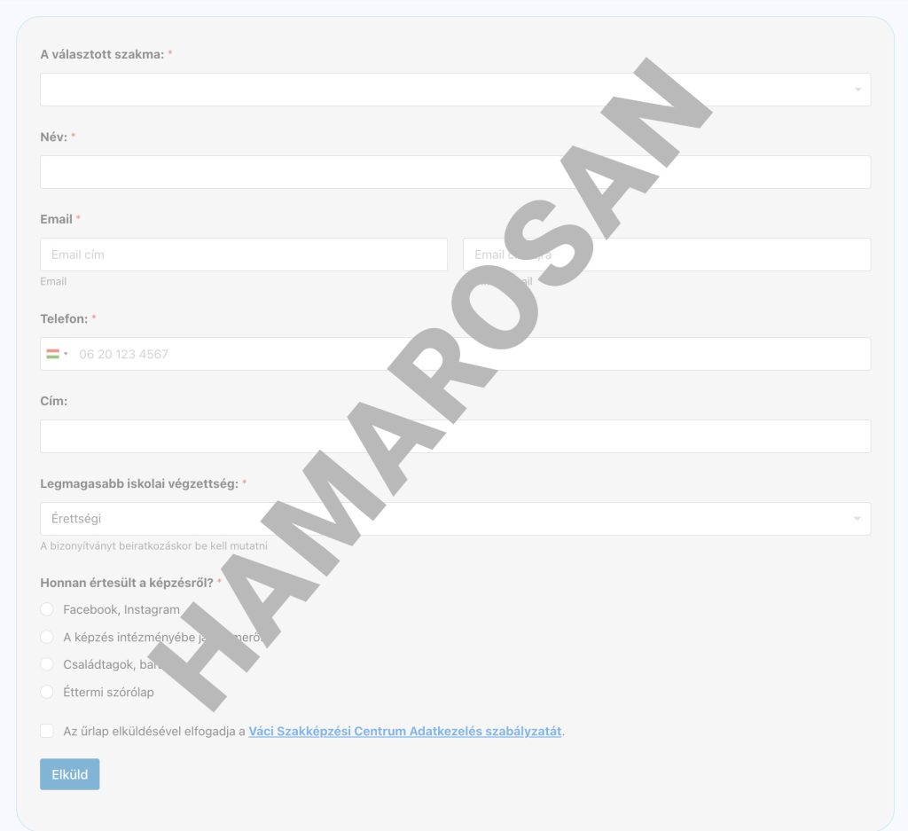 elszürkített petőfi jelentkezési űrlap, "hamarosan" -szöveggel